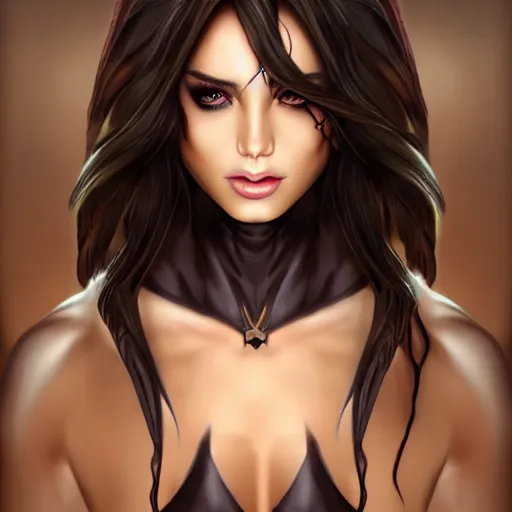 Image similar to sorceress by artgerm, brunette,