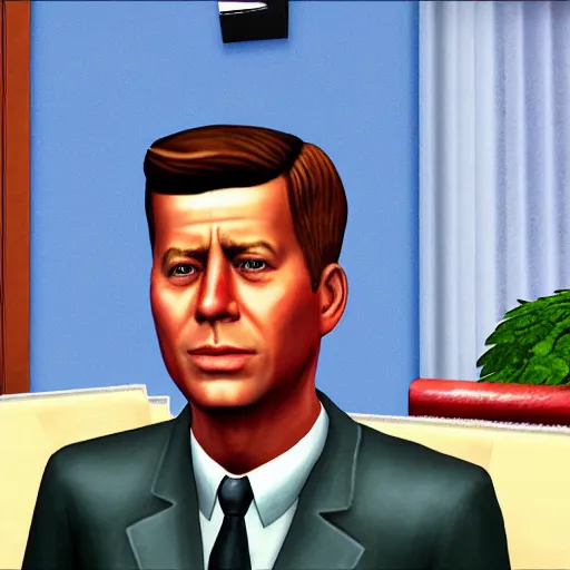 Prompt: jfk as a sims character