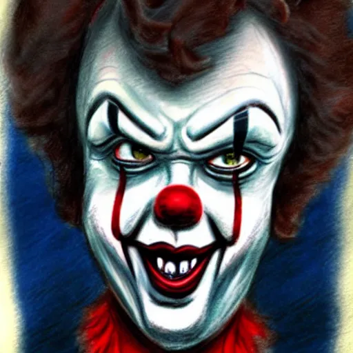 Image similar to Pastel sketch of Tim Curry's Pennywise