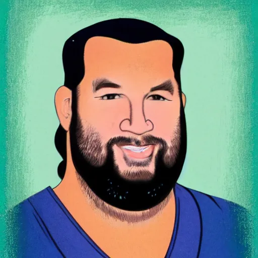 Prompt: brian houston of hillsong as a sumo wrestler in the style of a 1 9 6 0 s vintage portrait, pastel background