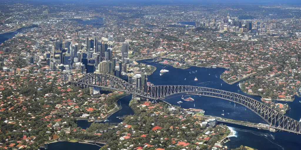 Prompt: A photo of a large spaceship hovering over Sydney in Australia, 4K