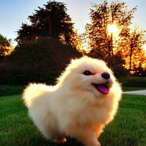 Prompt: real life pokemon, cute, fluffy, ultra realistic, golden hour