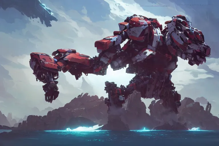 Image similar to rockbreaker machine mecha animal beast robot of horizon forbidden west horizon zero dawn bioluminiscence, behance hd by jesper ejsing, by rhads, makoto shinkai and lois van baarle, ilya kuvshinov, rossdraws global illumination