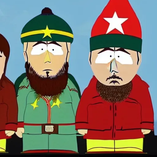 Prompt: zelensky and erdogan as southpark characters, tv interview