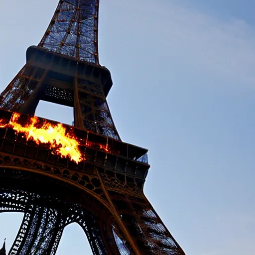 Prompt: the eiffeltower on fire