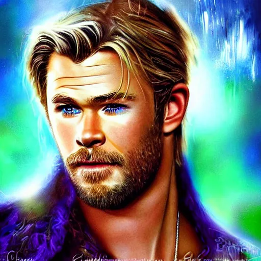 Image similar to Portrait of Chris Hemsworth as a fairy, beautiful! Handsome! digital art