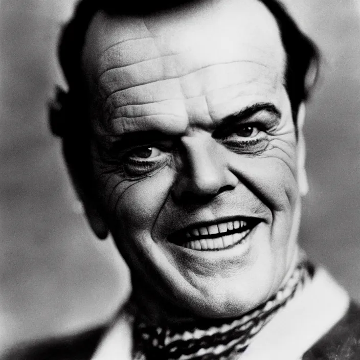 Image similar to a 1920s photograph of Jack Nicholson, portrait, 8k