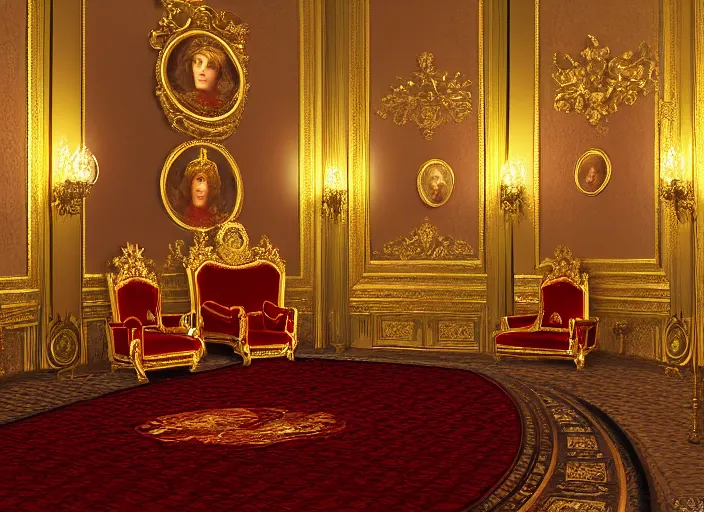 Prompt: a victorian age throne room with emily blunt as queen on the throne, jewelry, greek, ruby, victorian age, 1 8 9 0, intricate, headshot, key visual, conceptart, ambient lighting, highly detailed, digital painting, artstation, concept art, sharp focus, by makoto shinkai and akihiko yoshida and greg manchess