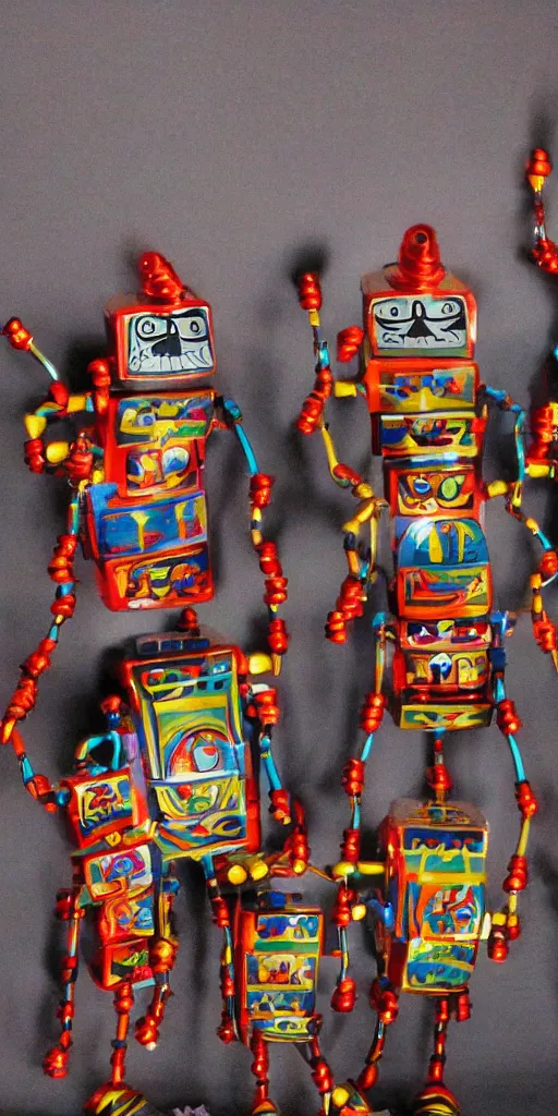 Prompt: extremely happy dancing inca robots