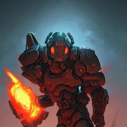 Image similar to doom slayer fantasy art heartstone video game icon, 2 d game art gta cover, official fanart behance hd artstation by jesper ejsing, by rhads, makoto shinkai and lois van baarle, ilya kuvshinov, rossdraws