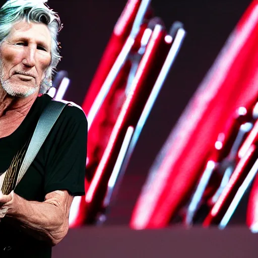 Prompt: Roger Waters salute to the Five-star Red Flag