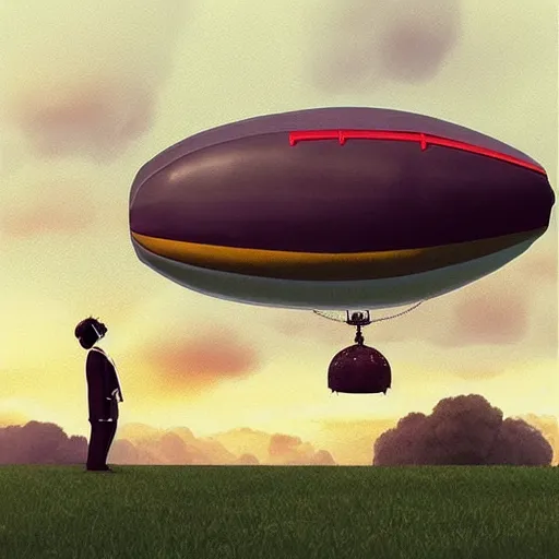 Image similar to “man using a small pump to inflate an extremely large zeppelin blimp, highly detailed, dramatic lighting, Tim Burton, Studio Ghibli, cgsociety 4K”