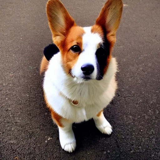 Image similar to A portrait of a corgi wearing yoga pants, natural lighting, realistic