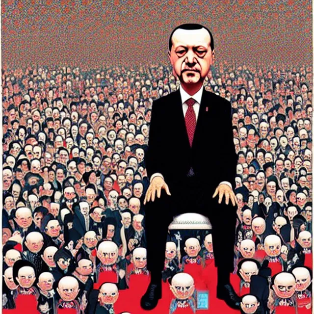 Prompt: recep tayyip erdogan by mark ryden and victo ngai
