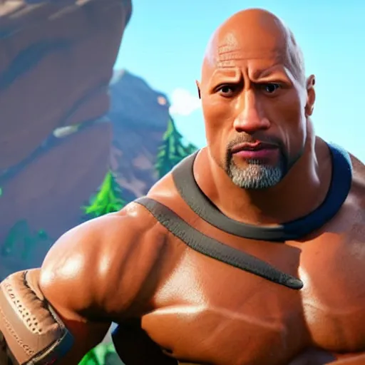 Prompt: Dwayne johnson in Fortnite very detailed, 8K quality super realistic