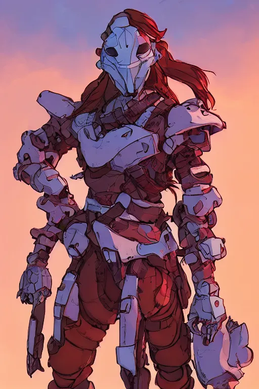 Image similar to combination suit armor aloy horizon forbidden west horizon zero dawn robot ninja mask helmet backpack tribal, art gta 5 comics, official fanart behance hd artstation by jesper ejsing, by rhads, makoto shinkai and lois van baarle, ilya kuvshinov, ossdraws radiating a glowing aura cgi rtx 2 0 2 2