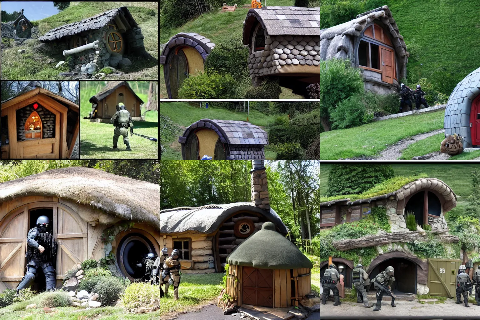 Image similar to swat raid on a hobbit house