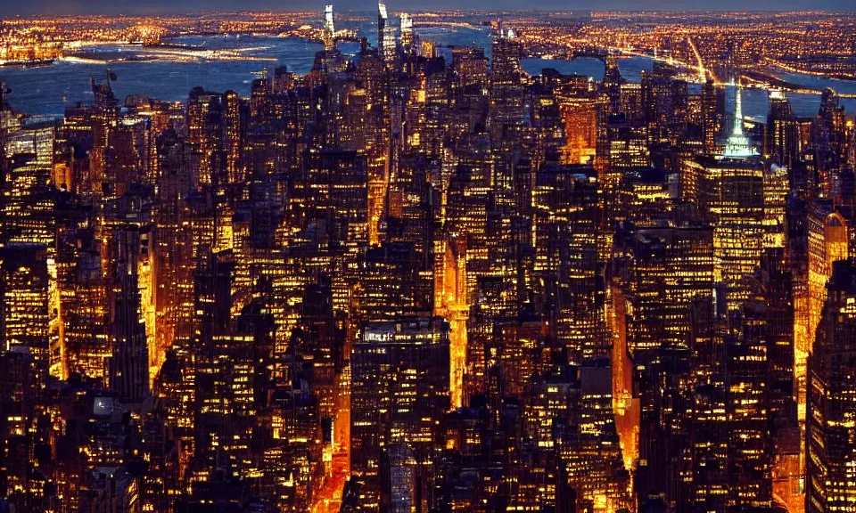 Prompt: photo of new york city at night, 4k, grainy, panasonic