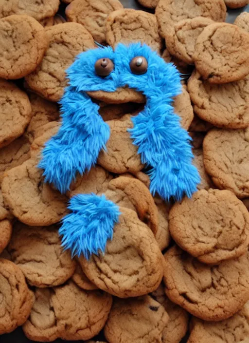 Prompt: a fur coat made out of cookie monster