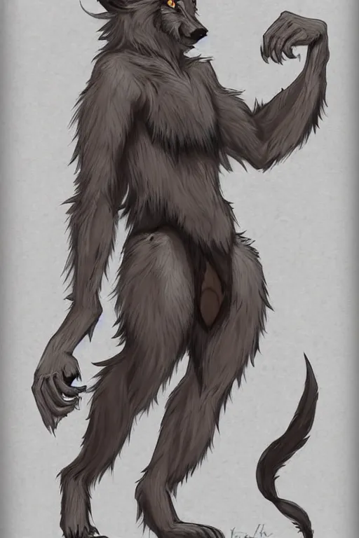 Image similar to a werewolf, fursona!!!!, by kawacy, trending on furaffinity, full body, furry art