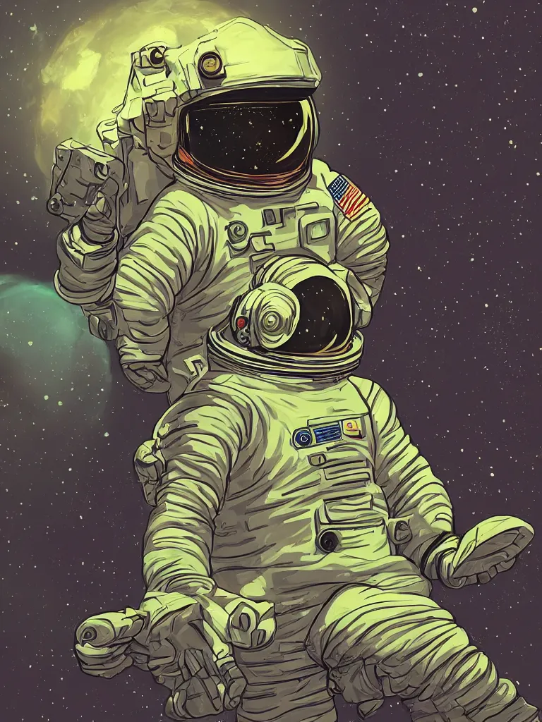 Prompt: astronaut glowing in the dark by disney concept artists, blunt borders, rule of thirds