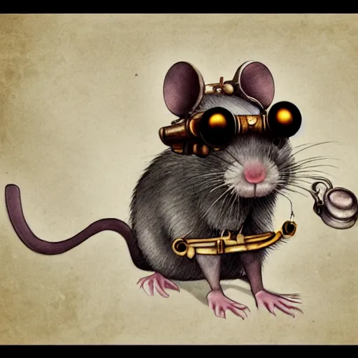 Image similar to a rat with steampunk googles, by Qian Xuan