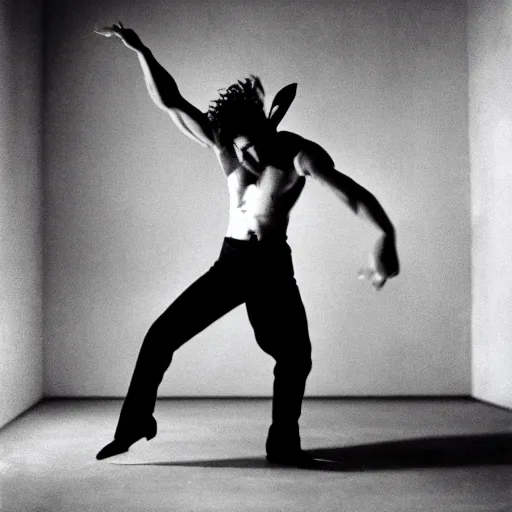 Prompt: extremely dynamic person, energetic and vigorous dance movement, gesticulation, poetry in motion, by robert longo, by philippe halsman, by antoine d'agata
