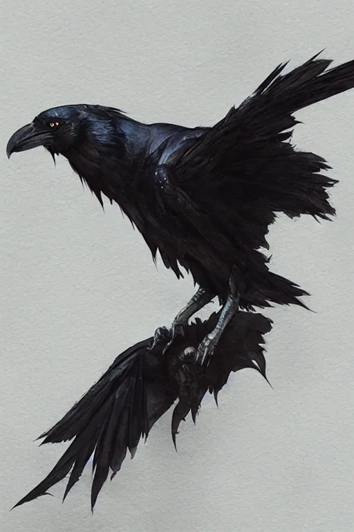 Image similar to raven, water color, D&D, fantasy, highly detailed, digital painting, artstation, concept art, matte, sharp focus, illustration, art by Ivan Gantschev and Greg Rutkowski