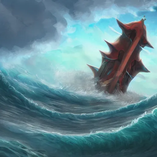 Image similar to digital artwork of a wonderful an big galion attacked by a giant octopus, rainy day an big waves. d & d, illustration, realism, trending on artstation