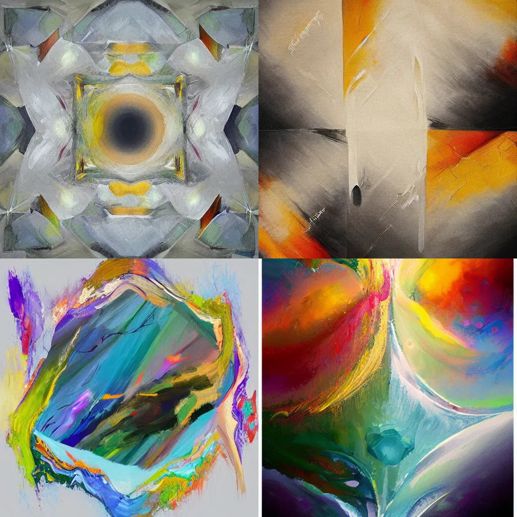 Prompt: Nature consists of beautiful geometry and symmetry over multiple dimensions. Dark and light fight over balance of the natural world. Life. Painting. Rough brushstrokes. Fine detail. Natural colours, colourful, muted palette. Abstract art. Fine details. Trending on artstation and deviantart.