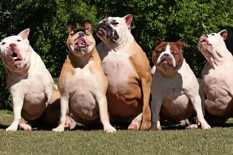 Image similar to strong muscle bull dogs posing in the yard