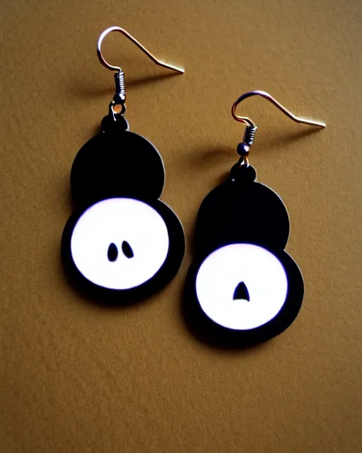 Prompt: spooky cartoon ghost, 2 d lasercut earrings, in the style of tim burton