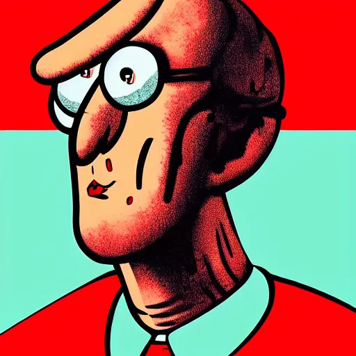 Image similar to handsome squidward portrait, soviet propaganda poster style, pop art, male, male portrait, vivid colors