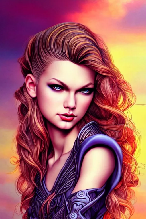 Prompt: sweet teenager with a mohawk who looks like taylor swift, fantasy graphic novel style, by artgerm and jenny frison, intricate, photorealistic, very fine inking lines, extremely detailed, 4k, hd