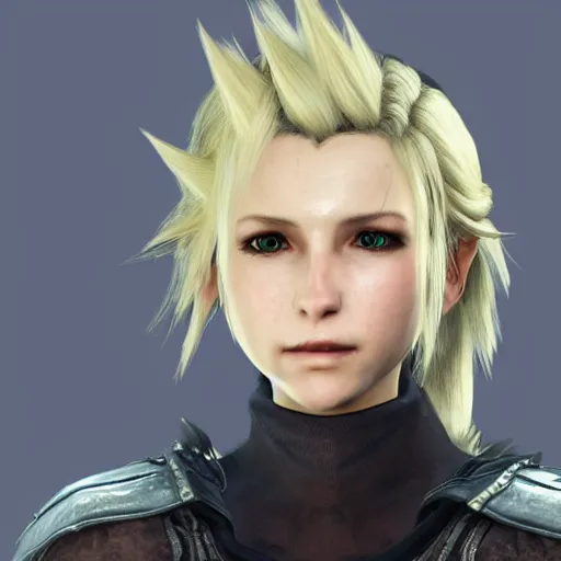 Prompt: portait of lady Lunafreya from Final Fantasy XV in Skyrim as a Nord female warrior