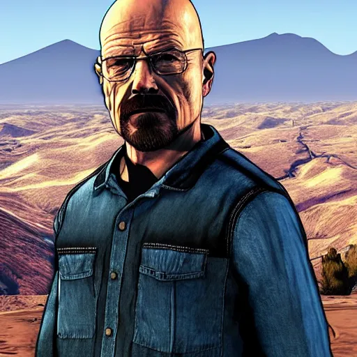 Image similar to walter white heisenberg on gta 5 cover,