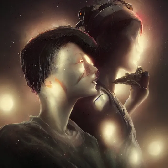 Image similar to alien love - by tom bagshaw, by ilya kuvshinov, rtx rendering, octane render 1 2 8 k, maya, extreme high intricate details by wlop, digital anime art by ross tran, medium shot, close up shot, composition by sana takeda, dramatic lighting by greg rutkowski, 8 k, trending on artstation