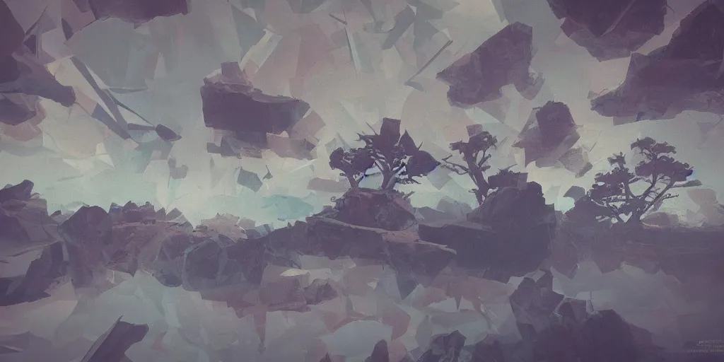 Image similar to abstract 3d landscape painting at noon by james jean and painted in no mans sky style, redshift, octane