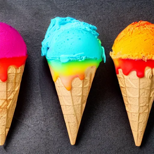 Image similar to colorful crystal icecream, very detailed, food photography, 4 k