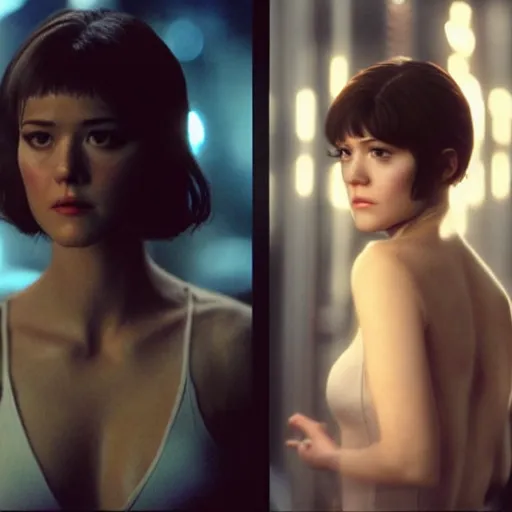 Prompt: Mary Elizabeth Winstead in bladerunner, tight attire, realistic, hyper detail, very detailed, cinematic, ultra details, photorealistic, big bust, insanely detailed,