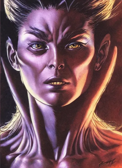 Image similar to face portrait, female from x men, by greg staples, frank frazetta, dorian cleavenger, sharp focus, intricate, summer day, sunlight, soft lighting, detailed