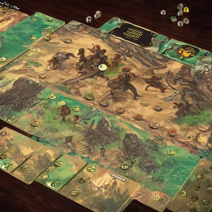 Image similar to Robin hood vs bigfoot, concept art, unmatched board game