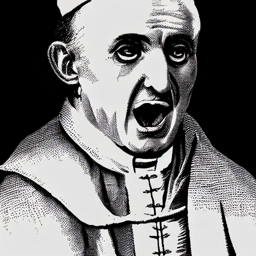 Image similar to individual screaming pope innocent x silk screen portrait style