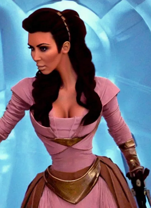 Image similar to film still of kim kardashian as princess leigha in star wars,