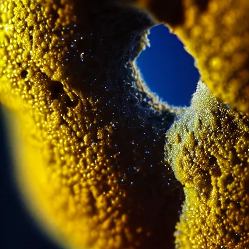 Prompt: closeup oozing skin pustule, macrophotography, tilt shift, 1 0 mm nikon, chromatic aberration, sweaty