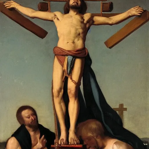 Prompt: donald trump crucified in the style of christ crucified diego velazquez