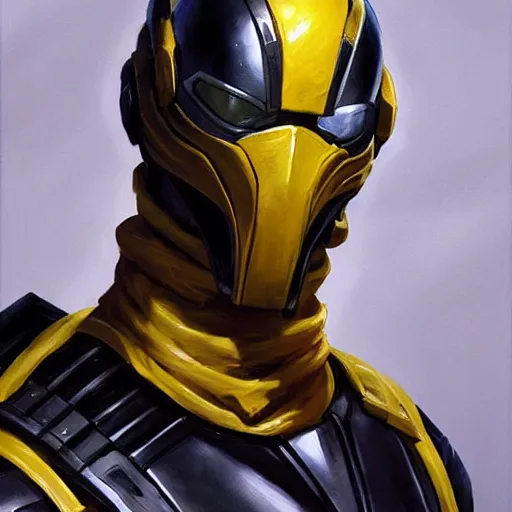 Image similar to greg manchess portrait painting of cyrax from mortal kombat as overwatch character, medium shot, asymmetrical, profile picture, organic painting, sunny day, matte painting, bold shapes, hard edges, street art, trending on artstation, by huang guangjian and gil elvgren and donato giancola