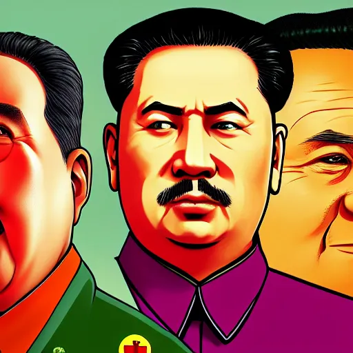 Image similar to Mao Zedong alongside Joseph Stalin in GTA V, Cover art by Stephen Bliss, Boxart, loading screen