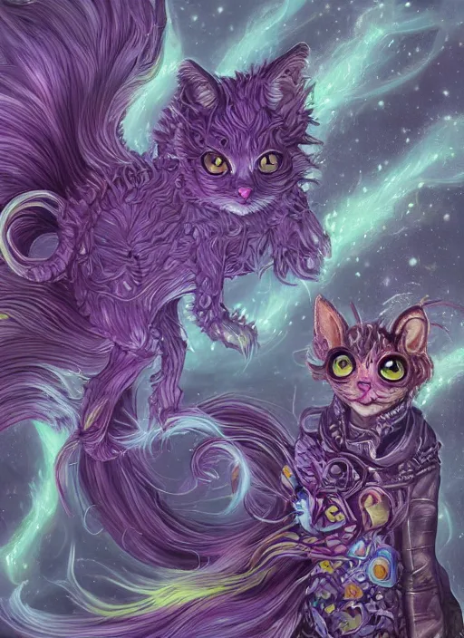 Prompt: cat seahorse fursona, autistic bisexual graphic designer and musician, long haired attractive androgynous fluffy humanoid character design, sharp focus, volumetric lights, weirdcore voidpunk digital art by artgerm, akihiko yoshida, louis wain, simon stalenhag, wlop, noah bradley, furaffinity, artstation hd, trending on deviantart