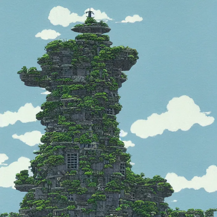 Image similar to a building in a landscape, by studio ghibli and chriss foss